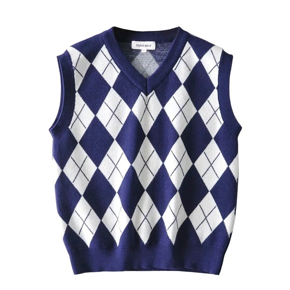 Tidal Nest Argyle Plaid Sweater Vest - Picture 2 of 7